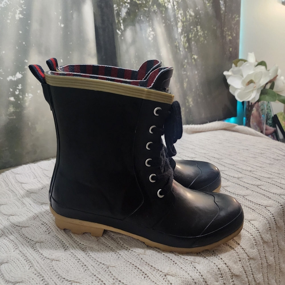 Tommy Hilfiger Black Rain Lace-Up  Boots